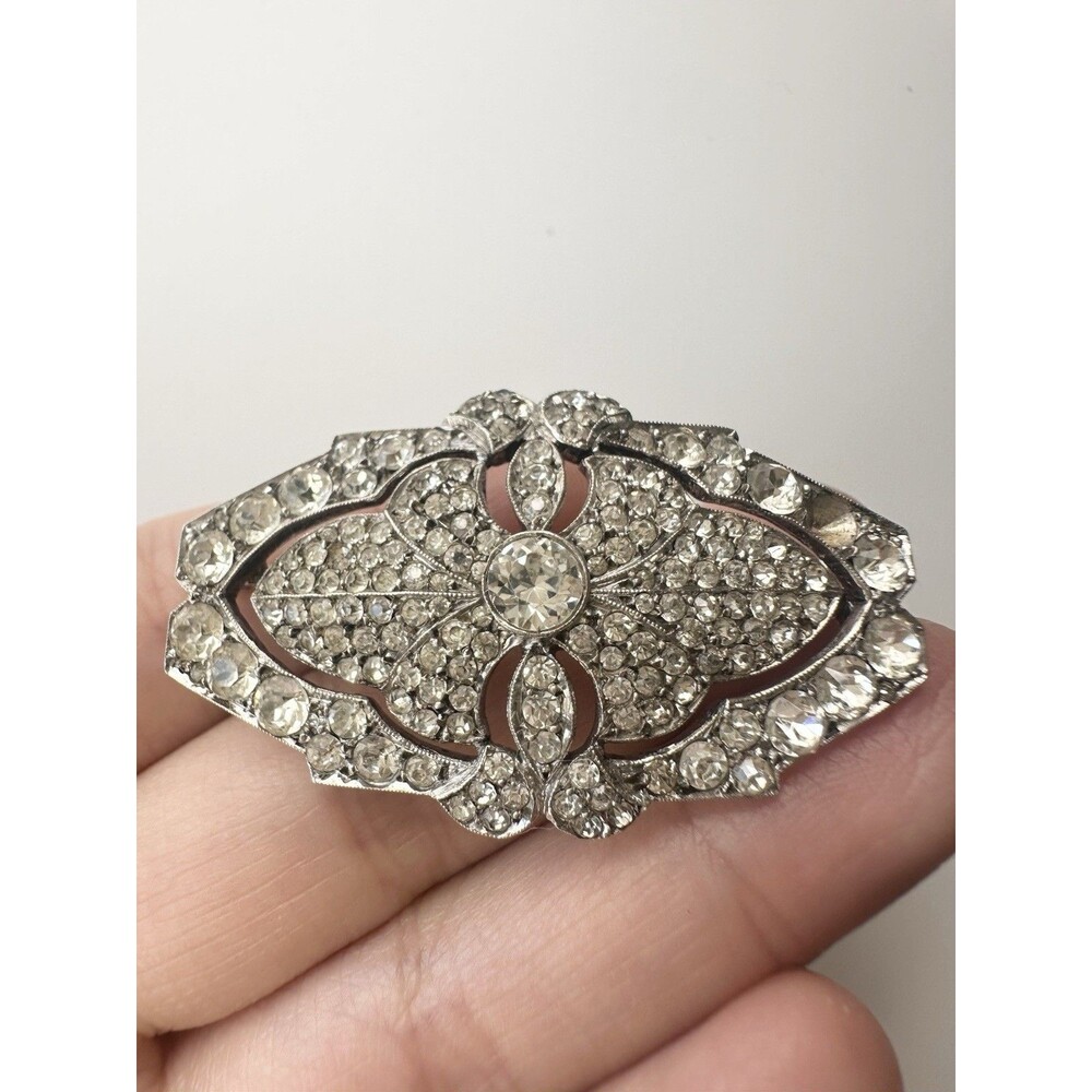 Art Deco Rhinestone Brooch 835 Silver Read